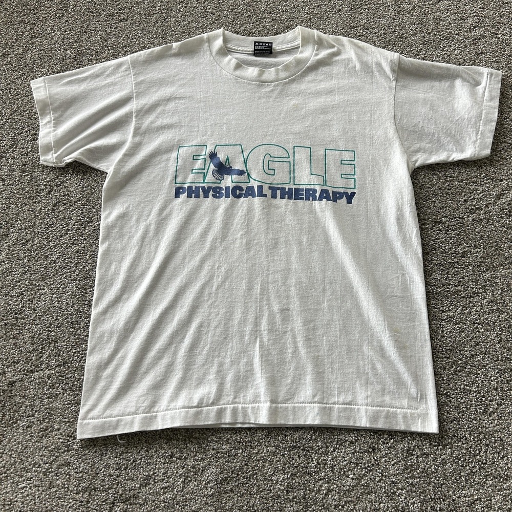 Vintage Fruit Of The Loom Eagle Physical Therapy Shirt Mens Large White USA Tee